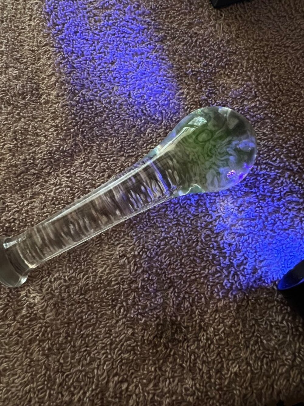 Clear Glass Apothecary Pestle With UV Reactive Glow Vintage Pharmacy Tool 5” lon
